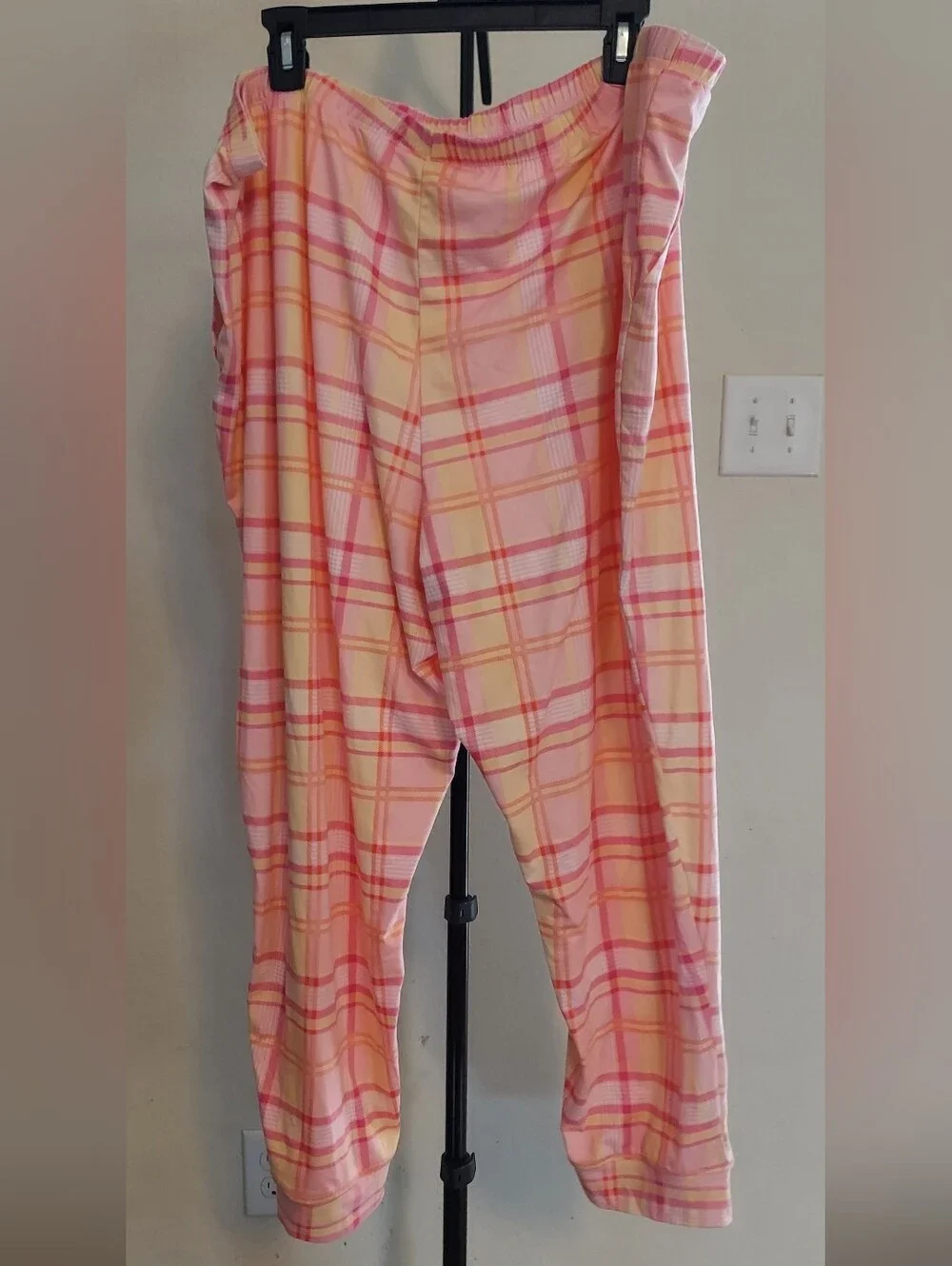 Secret Treasures Pink and Yellow Plaid Girls Pajama Bottoms